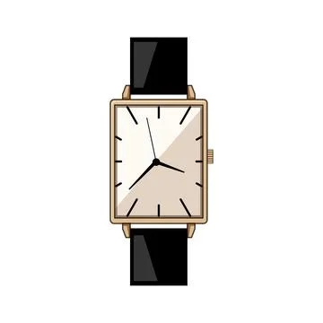 Rectangular wrist watch showing classic timeless elegance concept Stock Illustration