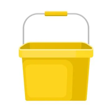 Rectangular yellow bucket. Vector illustration on white background. 库存插图