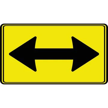 Rectangular yellow road sign, turn left or right. Stock Illustration