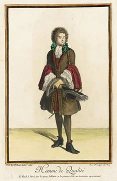 Recueil des modes de la cour de France, 'Homme de Qualit'. Jean Dieu de Sai.. Stock Illustration