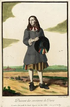 Recueil des modes de la cour de France, 'Paisant des environs de Paris'. Je.. Stock Illustration
