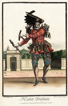 Recueil des modes de la cour de France, 'Habit d'Orfeure'. Jean Lepautre (F.. Stock Illustration