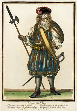 Recueil des modes de la cour de France, 'Suisse du Roy'. Nicolas Bonnart (F.. Stock Illustration