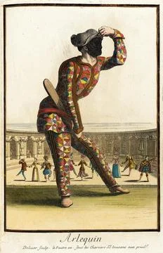 Recueil des modes de la cour de France, 'Arlequin'. Jacques Lepautre (Franc.. Stockillustratie