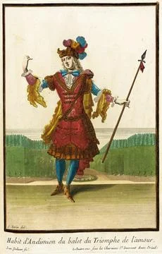 Recueil des modes de la cour de France, 'Habit d'Andimion du Balet du Triom.. Stockillustratie