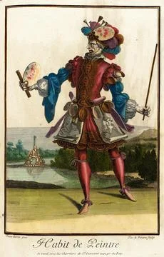 Recueil des modes de la cour de France, 'Habit de Peintre'. Jean Lepautre (.. Stock Illustration