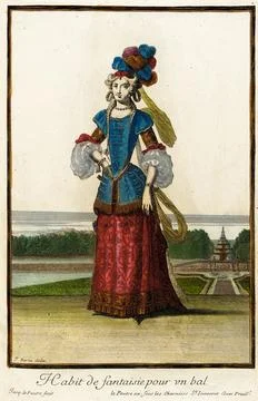 Recueil des modes de la cour de France, 'Habit de Fantaisie pour un Bal'. J.. Stockillustratie