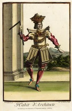 Recueil des modes de la cour de France, 'Habit d'Architecte'. Jean Berain (.. Stockillustratie