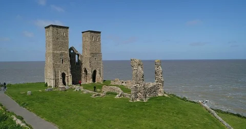 Reculver Towers 1 Stock Footage 89900931