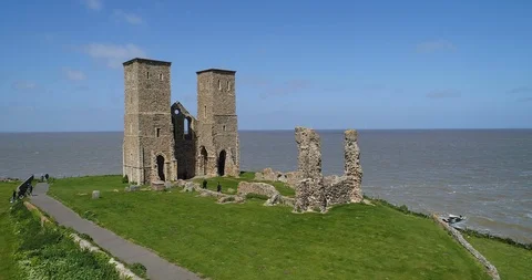 Reculver Towers 2 Stock Footage 89883143