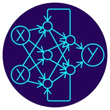 Recurrent Neural Network RNN vector icon Stock Illustration