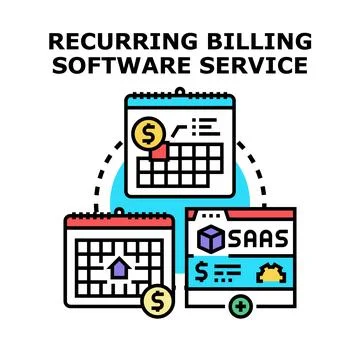 Recurring billing software service managing subscriptions and payments Illustrazione stock