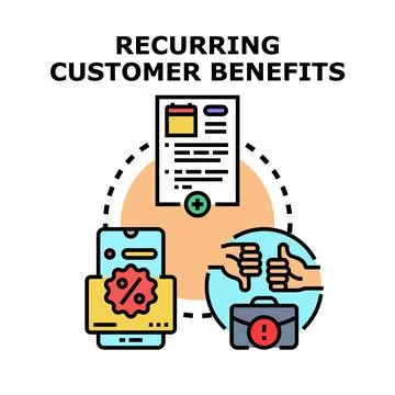 Recurring customer benefits program loyalty marketing strategy Stock Illustration