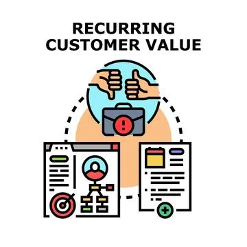 Recurring customer value calculating business strategy vector Illustrazione stock