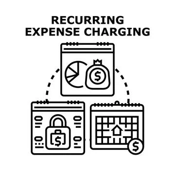 Recurring expense charging concept with calendars and money symbols Stock Illustration