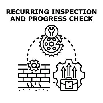Recurring inspection progress checking and maintenance concept Stock Illustration
