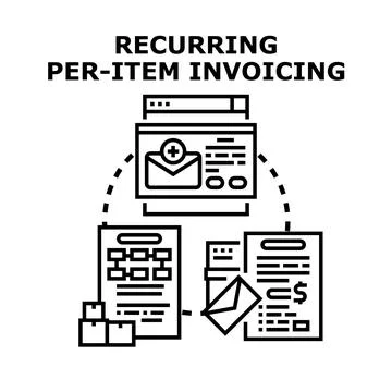 Recurring per item invoicing process concept vector Stock Illustration