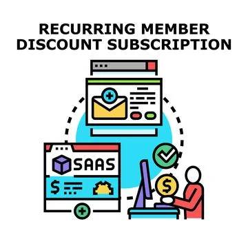 Recurring member discount subscription program concept 스톡 일러스트