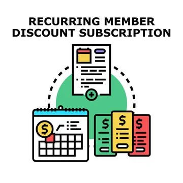 Recurring member discount subscription program concept Stock Illustration