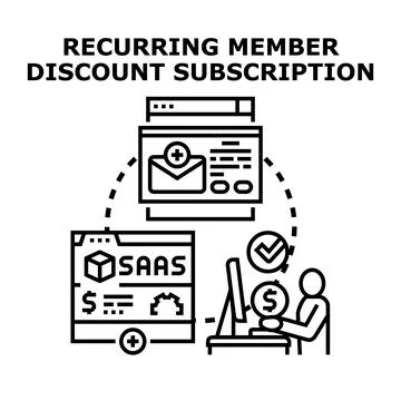 Recurring member discount subscription program concept Stock Illustration