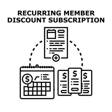 Recurring member discount subscription program concept Stock Illustration