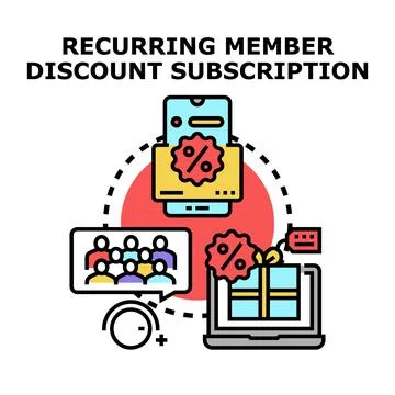 Recurring member discount subscription program concept Stock Illustration