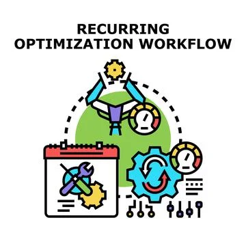 Recurring optimization workflow illustrating continuous improvement process Illustrazione stock