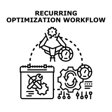 Recurring optimization workflow illustrating continuous improvement process Stock Illustration