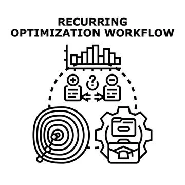 Recurring optimization workflow process achieving business goals Stock Illustration