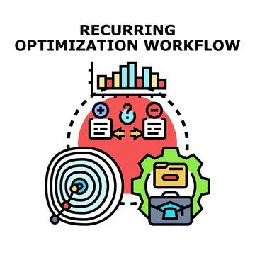 Recurring optimization workflow process achieving business goals Stock Illustration