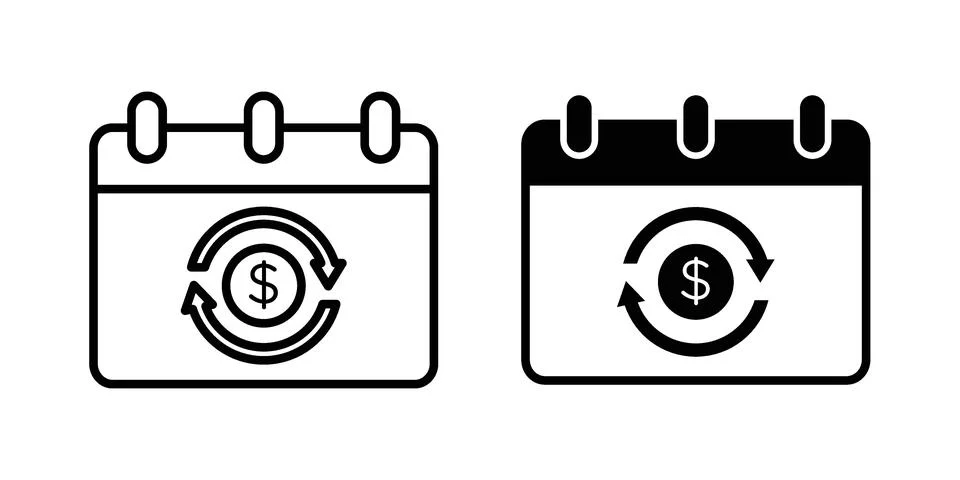 Recurring payment icon set. Vector EPS 10 Ilustração Stock