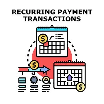 Recurring payment transactions planning and managing process Stock Illustration