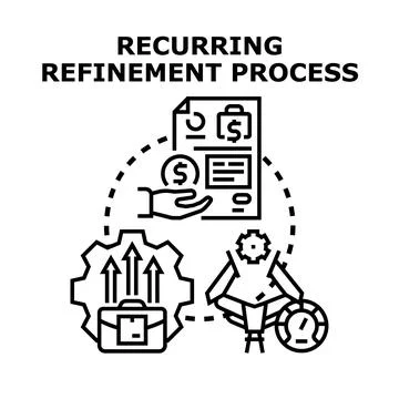 Recurring refinement process improving business performance Stock Illustration