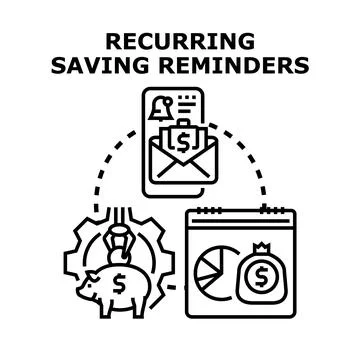 Recurring saving reminders for financial planning goals Stock Illustration