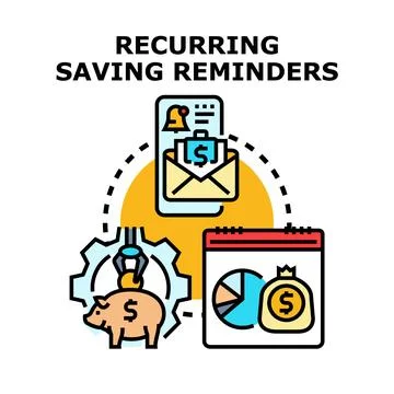 Recurring saving reminders for financial planning goals Stock Illustration