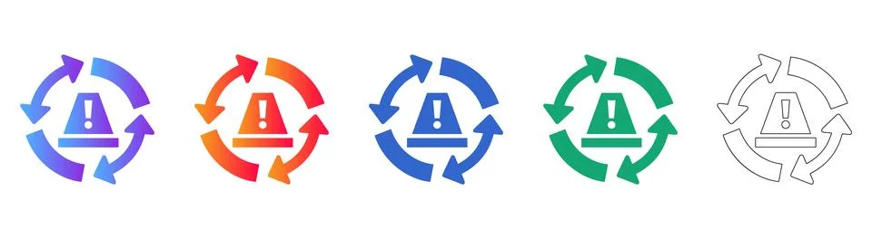Recurring System Error Alert Icon Set Stock Illustration