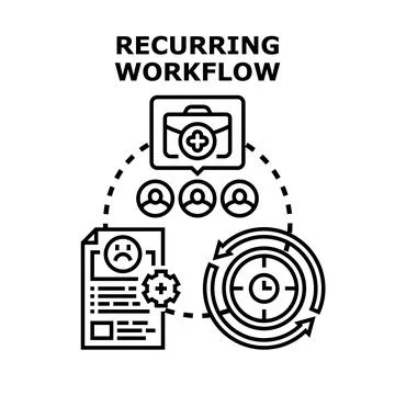Recurring workflow management optimizing business processes cycle Stock-Illustration