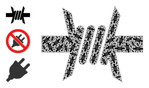 Recursion Barbed Wire Icon Self Mosaic Stock Illustration
