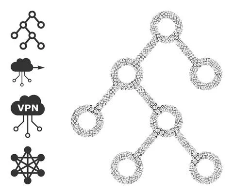 Recursion Binary Tree Icon Self Collage Stock Illustration