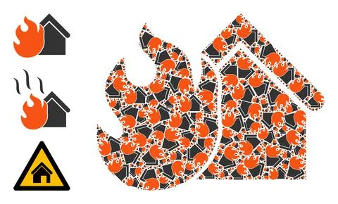 Recursion Burning House Icon Self Mosaic Illustrazione stock