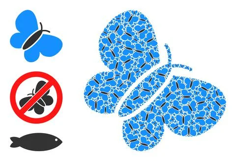 Recursion Butterfly Icon Self Collage Stock Illustration