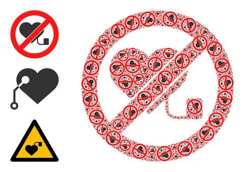 Recursion Forbidden Pacemaker Icon Itself Collage Stock Illustration