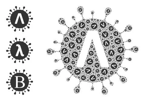 Recursion Lambda Coronavirus Strain Icon Self Mosaic Stock Illustration