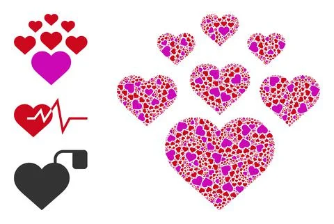 Recursion Lovely Hearts Icon Self Mosaic Stock Illustration
