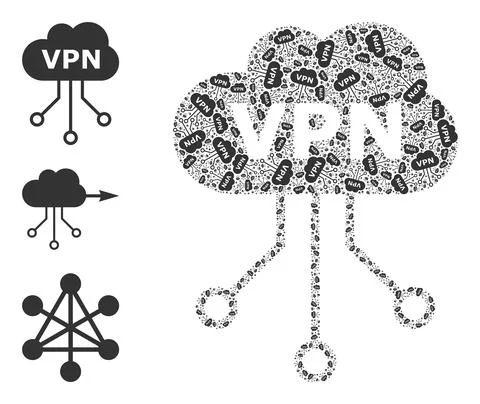 Recursion VPN Cloud Icon Itself Collage Stock Illustration