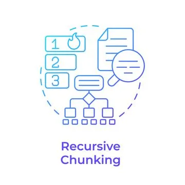 Recursive chunking blue gradient concept icon Stock Illustration