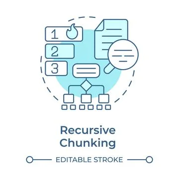Recursive chunking soft blue concept icon Stock Illustration