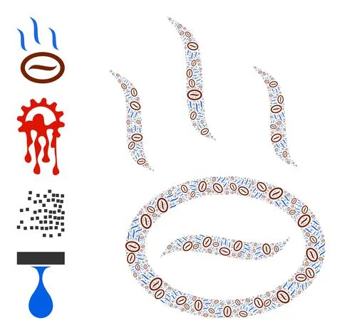 Recursive Coffee Steam Icon Itself Mosaic Illustration