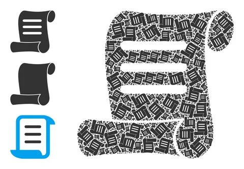 Recursive Document Roll Icon Itself Collage Stock Illustration
