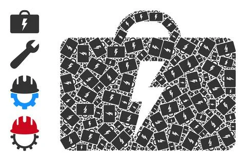 Recursive Electric Toolbox Icon Self Mosaic Stock Illustration